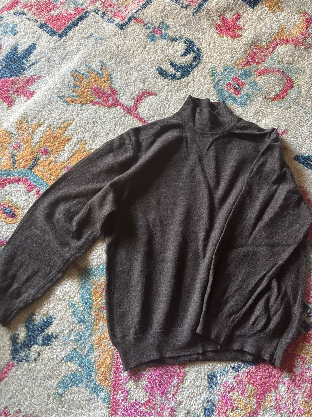 Merino Wool Men's Classic Mock Neck Sweater - Brown